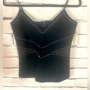 Rock & republic black tank top with silver beads size:medium